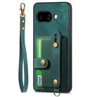 For Google Pixel 9a Retro Cross Wristband Wallet Leather Back Phone Case(Green) - 2