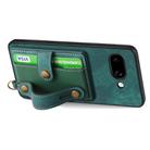 For Google Pixel 9a Retro Cross Wristband Wallet Leather Back Phone Case(Green) - 3