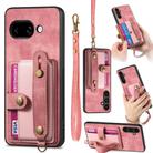 For Google Pixel 9a Retro Cross Wristband Wallet Leather Back Phone Case(Pink) - 1