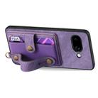 For Google Pixel 9a Retro Cross Wristband Wallet Leather Back Phone Case(Purple) - 3