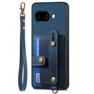 For Google Pixel 9a Retro Cross Wristband Wallet Leather Back Phone Case(Blue) - 2