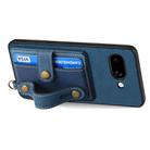 For Google Pixel 9a Retro Cross Wristband Wallet Leather Back Phone Case(Blue) - 3