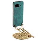 For Google Pixel 9a Vintage Leather PC Back Cover Phone Case with Crossbody Strap(Green) - 1