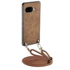 For Google Pixel 9a Vintage Leather PC Back Cover Phone Case with Crossbody Strap(Brown) - 1