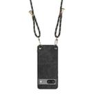 FOr Google Pixel 6a Vintage Leather PC Back Cover Phone Case with Crossbody Strap(Black) - 3