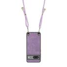 For Google Pixel 7 Vintage Leather PC Back Cover Phone Case with Crossbody Strap(Purple) - 3