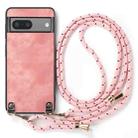 For Google Pixel 9 Pro XL Vintage Leather PC Back Cover Phone Case with Crossbody Strap(Pink) - 2