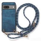 For Google Pixel 9 Pro XL Vintage Leather PC Back Cover Phone Case with Crossbody Strap(Blue) - 2