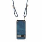 For Google Pixel 9 Pro XL Vintage Leather PC Back Cover Phone Case with Crossbody Strap(Blue) - 3
