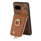 For Google Pixel 9a Cross Leather Ring Vertical Zipper Wallet Back Phone Case(Brown) - 2