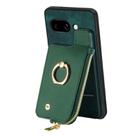For Google Pixel 9a Cross Leather Ring Vertical Zipper Wallet Back Phone Case(Green) - 2