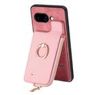 For Google Pixel 9a Cross Leather Ring Vertical Zipper Wallet Back Phone Case(Pink) - 2