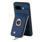 For Google Pixel 9a Cross Leather Ring Vertical Zipper Wallet Back Phone Case(Blue) - 2