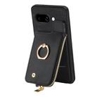 For Google Pixel 9a Cross Leather Ring Vertical Zipper Wallet Back Phone Case(Black) - 2