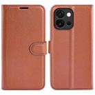 For OnePlus 13T Litchi Texture Horizontal Flip Leather Phone Case with Holder(Brown) - 1