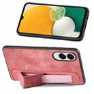 For Samsung Galaxy S25 Edge 5G Retro Wristband Holder Leather Back Phone Case(Pink) - 2