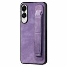 For Samsung Galaxy S25 Edge 5G Retro Wristband Holder Leather Back Phone Case(Purple) - 1