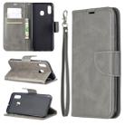 Retro Lambskin Texture Pure Color Horizontal Flip PU Leather Case for Galaxy A20&A30, with Holder & Card Slots & Wallet & Lanyard(Grey) - 1