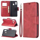 Retro Lambskin Texture Pure Color Horizontal Flip PU Leather Case for Galaxy A20&A30, with Holder & Card Slots & Wallet & Lanyard(Red) - 1