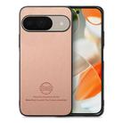 For Google Pixel 9 / 9 Pro Twill Fabric Leather Skin Back Phone Case(Pink) - 1