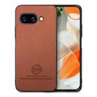 For Google Pixel 9a Twill Fabric Leather Skin Back Phone Case(Brown) - 1
