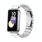 For Honor Band 9 Butterfly Buckle Ceramic White Metal Watch Band(Silver) - 1