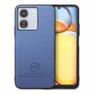 For Redmi 13C Twill Fabric Leather Skin Back Phone Case(Blue) - 1