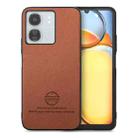 For Redmi 13C Twill Fabric Leather Skin Back Phone Case(Brown) - 1