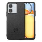 For Redmi 13C Twill Fabric Leather Skin Back Phone Case(Black) - 1
