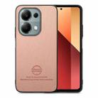For Redmi Note 13 Pro 4G Twill Fabric Leather Skin Back Phone Case(Pink) - 1