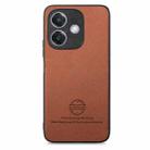 For OPPO A3X 4G Twill Fabric Leather Skin Back Phone Case(Brown) - 2