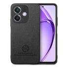 For OPPO A3X 4G Twill Fabric Leather Skin Back Phone Case(Black) - 1
