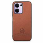 For OPPO Reno13 F Twill Fabric Leather Skin Back Phone Case(Brown) - 2
