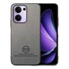 For OPPO Reno13 F Twill Fabric Leather Skin Back Phone Case(Gray) - 1