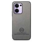 For OPPO Reno13 F Twill Fabric Leather Skin Back Phone Case(Gray) - 2