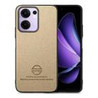 For OPPO Reno13 F Twill Fabric Leather Skin Back Phone Case(Khaki) - 1