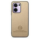 For OPPO Reno13 F Twill Fabric Leather Skin Back Phone Case(Khaki) - 2