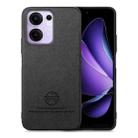 For OPPO Reno13 F Twill Fabric Leather Skin Back Phone Case(Black) - 1