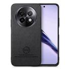 For Realme 13 4G Twill Fabric Leather Skin Back Phone Case(Black) - 1