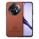 For Realme 13 5G Twill Fabric Leather Skin Back Phone Case(Brown) - 1