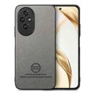 For Honor 200 Pro Twill Fabric Leather Skin Back Phone Case(Gray) - 1