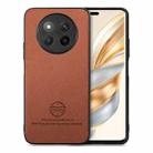 For Honor X60 Pro Twill Fabric Leather Skin Back Phone Case(Brown) - 1