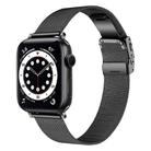 For Apple Watch 46mm / 49mm / 45mm / 44mm Hyphosis Buckle Milanese Metal Watch Band(Black) - 1