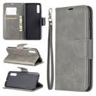 Retro Lambskin Texture Pure Color Horizontal Flip PU Leather Case for Galaxy A50, with Holder & Card Slots & Wallet & Lanyard(Grey) - 1