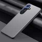 For Samsung Galaxy S25+ 5G Plain-leather All-inclusive Shockproof Phone Case(Grey) - 1