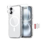 For iPhone 16 Plus NORTHJO 3 in 1 PC Magnetic Phone Case with Screen Film and Lens Film(Clear) - 1