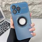 For iPhone 13 Pro Max Plating Large Window MagSafe Phone Case(Navy blue) - 1