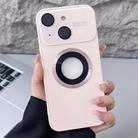 For iPhone 15 Plating Large Window MagSafe Phone Case(Pink) - 1