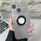 For iPhone 15 Plus Plating Large Window MagSafe Phone Case(Gray) - 1