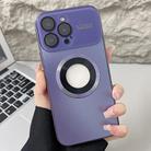 For iPhone 15 Pro Max Plating Large Window MagSafe Phone Case(Purple) - 1